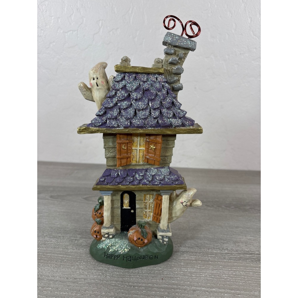 Kurt S Adler Halloween Haunted House Ghost Pumpkin Photo Holder Figurine 10 Inch